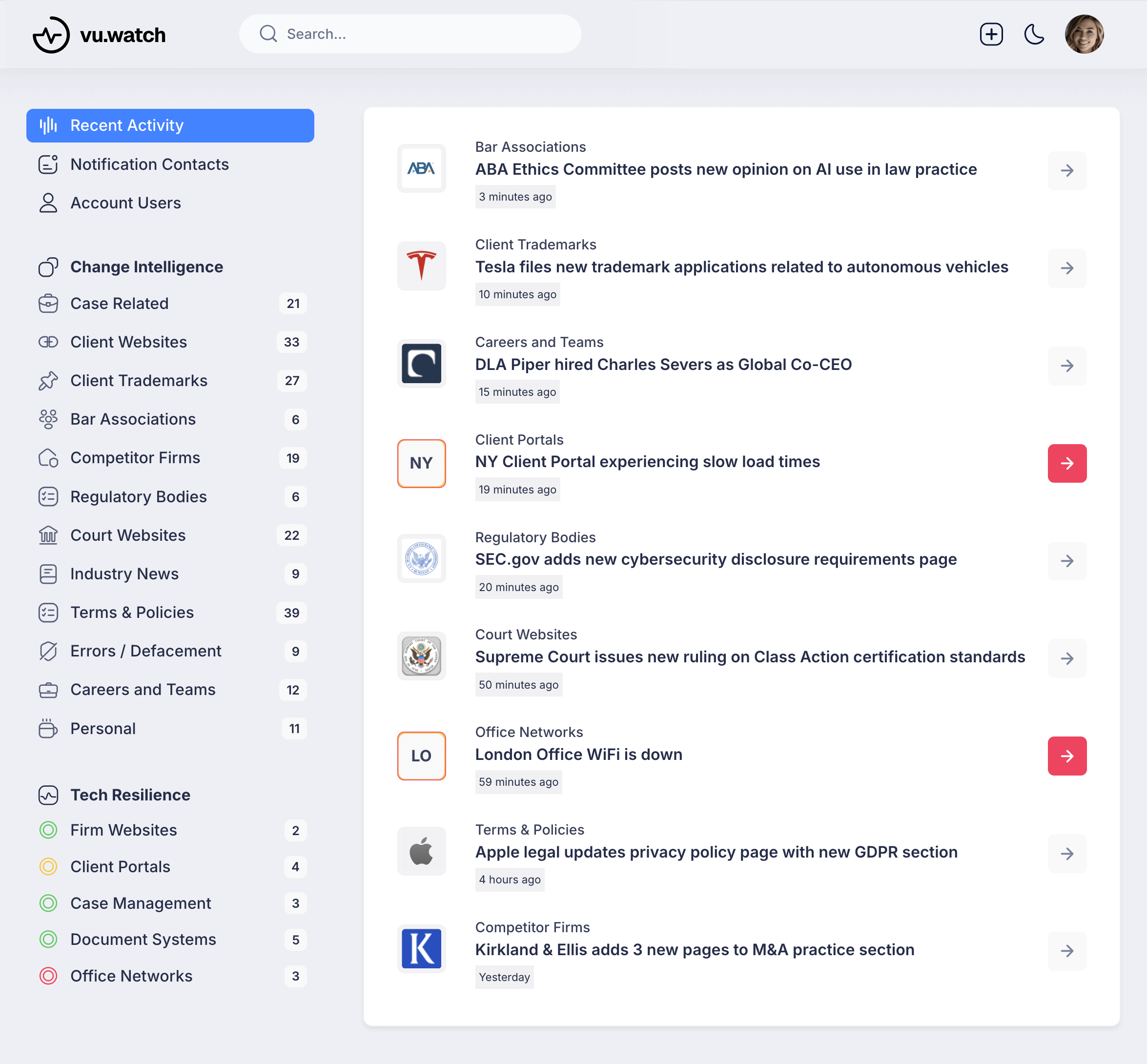 vu.watch Recent Activity